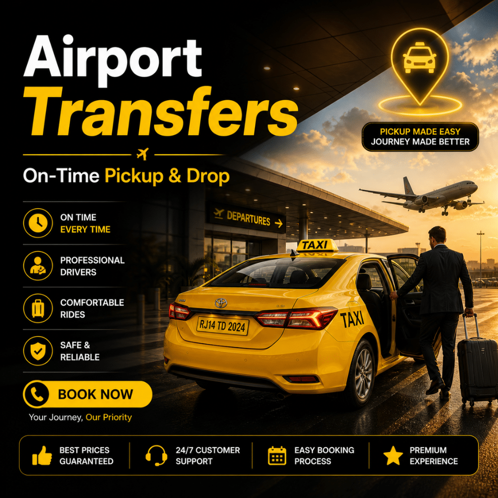 Airport taxi service in Ahmedabad and Jaipur airport transfer cab